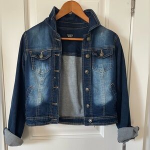 Suko Jeans Dark Wash Women’s Denim Jacket with Pockets and Stretch, Small